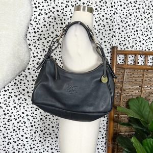 Dooney & Bourke | Black Pebble Leather Embossed Logo Shoulder Bag Purse